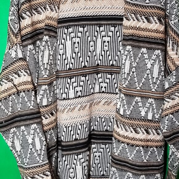 Old Navy Womens XL Open Cardigan Textured Aztec Southwestern Black White Brown - Picture 5 of 8